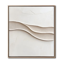 Tranquil Waves: 3D Textured Beige Wave Painting – Textured Seascape Wall Art