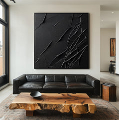 Veil of Shadows-Modern Minimalist Textured Painting