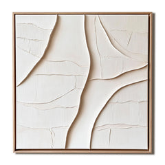 Wabi-Sabi Flow: Beige 3D Textured Abstract Wall Art – Minimalist Decor, Stylish Piece