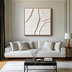 Wabi-Sabi Flow: Beige 3D Textured Abstract Wall Art – Minimalist Decor, Stylish Piece