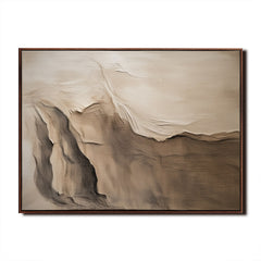 Whispers of Dawn: Textured Abstract Oil Painting – Brown and Beige Landscape Wall Art