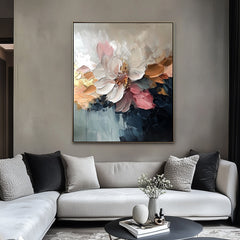 Blear Bloom – Abstract Floral Oil Painting, Textured Blooming Flower Wall Art