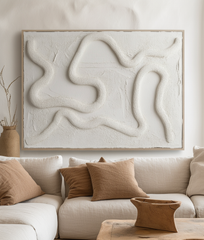 Fluid Pathways – Modern Textured Abstract Wall Art: Organic Curved Lines in Neutral White