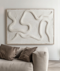 Fluid Pathways – Modern Textured Abstract Wall Art: Organic Curved Lines in Neutral White