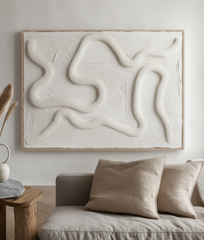 Fluid Pathways – Modern Textured Abstract Wall Art: Organic Curved Lines in Neutral White