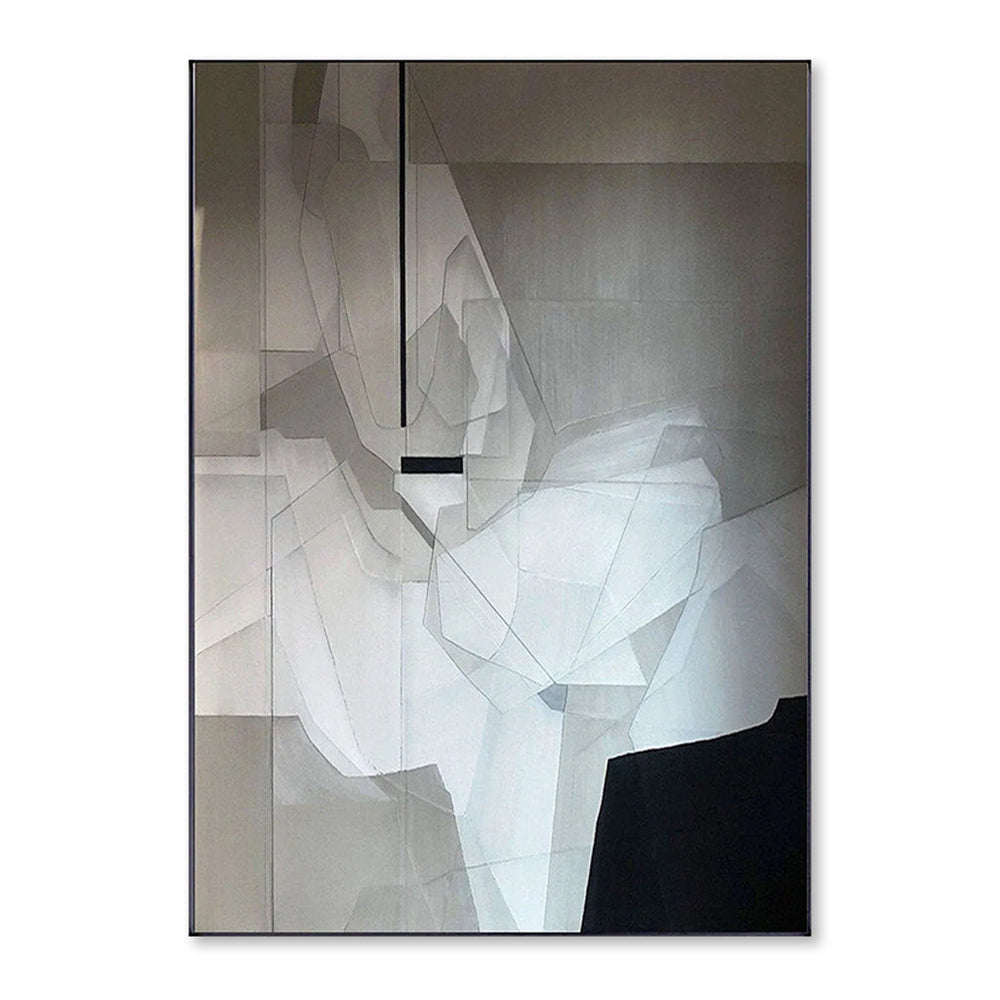 Monochrome Geometric Abstract Wall Art hand-painted wall art