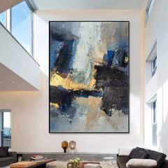 Starlit Expanse – Hand-Painted Vertical Abstract Oil Painting on Canvas for Modern Interiors
