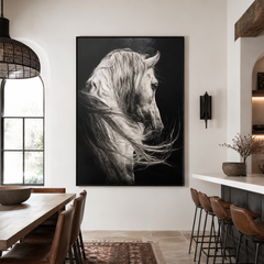 Black Horse Wall Art – Modern Textured Animal Painting hand-painted wall art