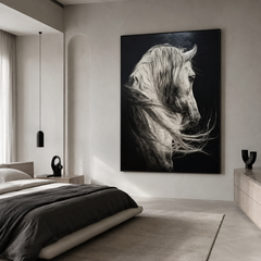 Black Horse Wall Art – Modern Textured Animal Painting