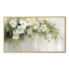 Gentle Bloom – Hand-Painted White Floral Canvas Art hand-painted wall art