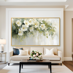 Gentle Bloom – Hand-Painted White Floral Canvas Art