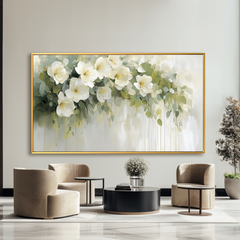 Gentle Bloom – Hand-Painted White Floral Canvas Art