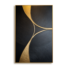Golden Balance – Black Minimalist Abstract Wall Art hand-painted wall art