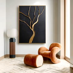 Golden Branches – Minimalist Abstract Tree Textured Wall Art