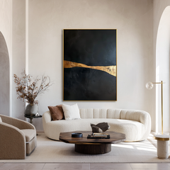 Golden Horizon – Minimalist Black and Gold Abstract Wall Art
