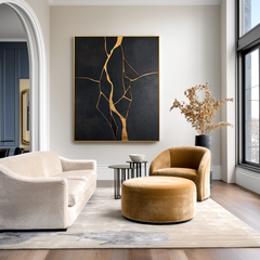 Golden Veins – Abstract Minimalist Textured Wall Art