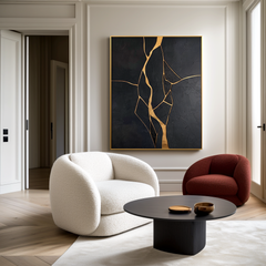 Golden Veins – Abstract Minimalist Textured Wall Art