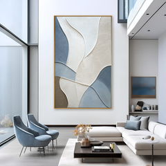 Soft Flow – Blue and Neutral Abstract Textured Wall Art