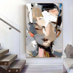 Contemplation – Textured Abstract Portrait Art Painting for Modern Wall Decor