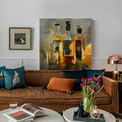A Taste of Whiskey – Abstract Whiskey Bottle Painting – Modern Bar Wall Art