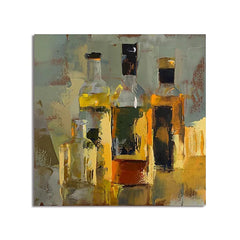 A Taste of Whiskey – Abstract Whiskey Bottle Painting – Modern Bar Wall Art