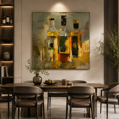 A Taste of Whiskey – Abstract Whiskey Bottle Painting – Modern Bar Wall Art