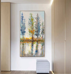 Absorbing the Sunlight – Serene Abstract Landscape Oil Painting for Modern Home Decor