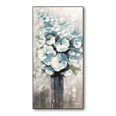 Bouquet of Ice Flowers – Original Vertical Abstract Floral Painting for Modern Decor