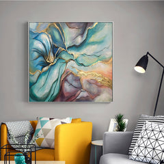 Fairy Dust – Luxury Abstract Canvas: Gold Veined Turquoise & Purple Abstract Painting