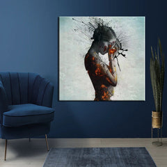 Fear of the Future – Modern Abstract Emotional Figurative Painting for Living Room or Studio