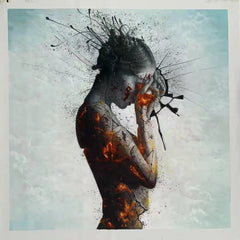 Fear of the Future – Modern Abstract Emotional Figurative Painting for Living Room or Studio