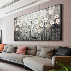 Field of Lilies – Textured Abstract Floral Painting for Elegant Decor