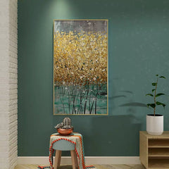 Gold Stem – Textured Floral Oil Painting