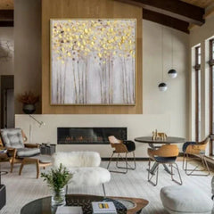 Golden Canopy-Gold Leaf Abstract Textured Painting for Modern Interiors