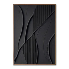 Handmade Black Textured Painting – Minimalist 3D Canvas Art