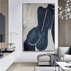Large Abstract Nude Figure Canvas Art – Modern Minimalist Painting