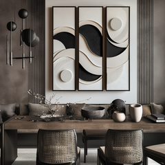 Lunar Drift-Modern Abstract 3-Piece Wall Art Set – Textured Seascape Wall Art