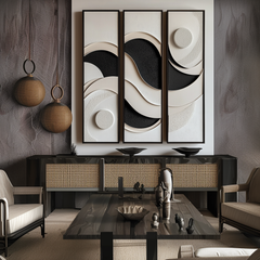 Lunar Drift-Modern Abstract 3-Piece Wall Art Set – Textured Seascape Wall Art
