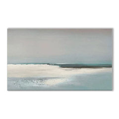 Minimalist Seaside Oil Painting: Calm Blue Tones Wall Decor