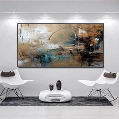 Desert Hues: Abstract Horizon- Large Textured Abstract Horizontal Canvas Wall Art