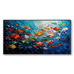 Ocean's Jewels – Colorful Fish Textured Abstract Painting