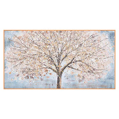 Old Day Dreams – Blooming Tree Oil Painting, Floral Landscape Wall Art for Home Decor