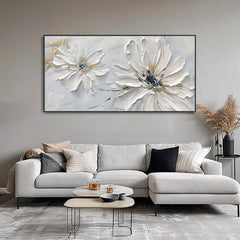 Petals in Whisper-3D Floral Oil Painting, Contemporary Flower Art for Wall Decor