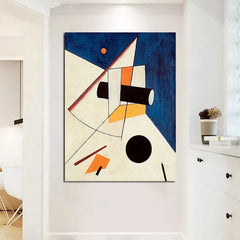 Space Craft-Geometric Abstract Oil Painting – Constructivist Style Modern Wall Art for Home Decor