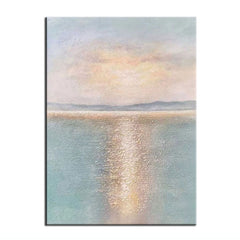 Sunbeam Surface – Luxury Vertical Abstract Textured Seascape Painting for Modern Decor