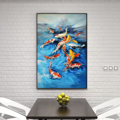 Surrounded by Koi – Animal Oil Painting