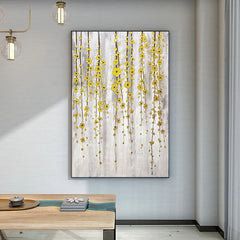 The Shiny Buttercup Flowers-Handmade Golden Hanging Flowers Wall Art – Modern Luxury Floral Painting