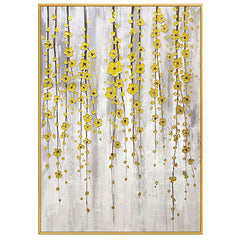 The Shiny Buttercup Flowers-Handmade Golden Hanging Flowers Wall Art – Modern Luxury Floral Painting