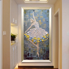 Balletteuse-Textured Oil Painting of Ballet Dancer – 3D Impasto Art for Living Room Wall Decor