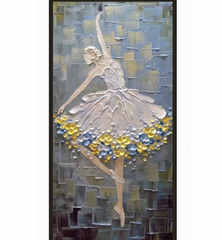 Balletteuse-Textured Oil Painting of Ballet Dancer – 3D Impasto Art for Living Room Wall Decor